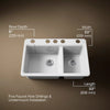 Kohler Riverby® 33" undermount double-bowl workstation kitchen sink