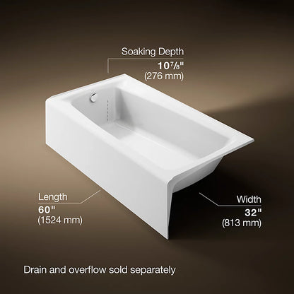 Kohler Mendota 60" x 32" alcove bath, left drain