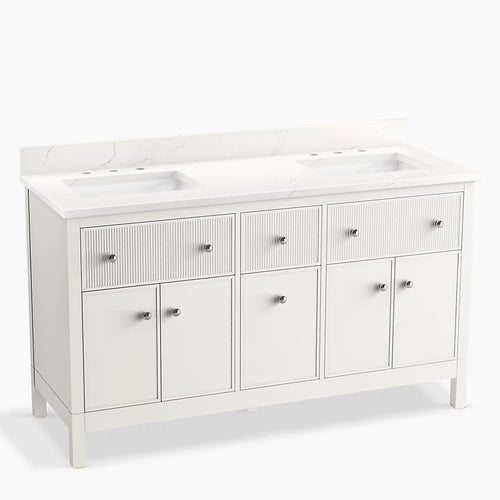 Kohler Malin By Studio Mcgee Cabinet With Sinks And Quartz Top 60-Inch Double-Sink Bathroom Vanity