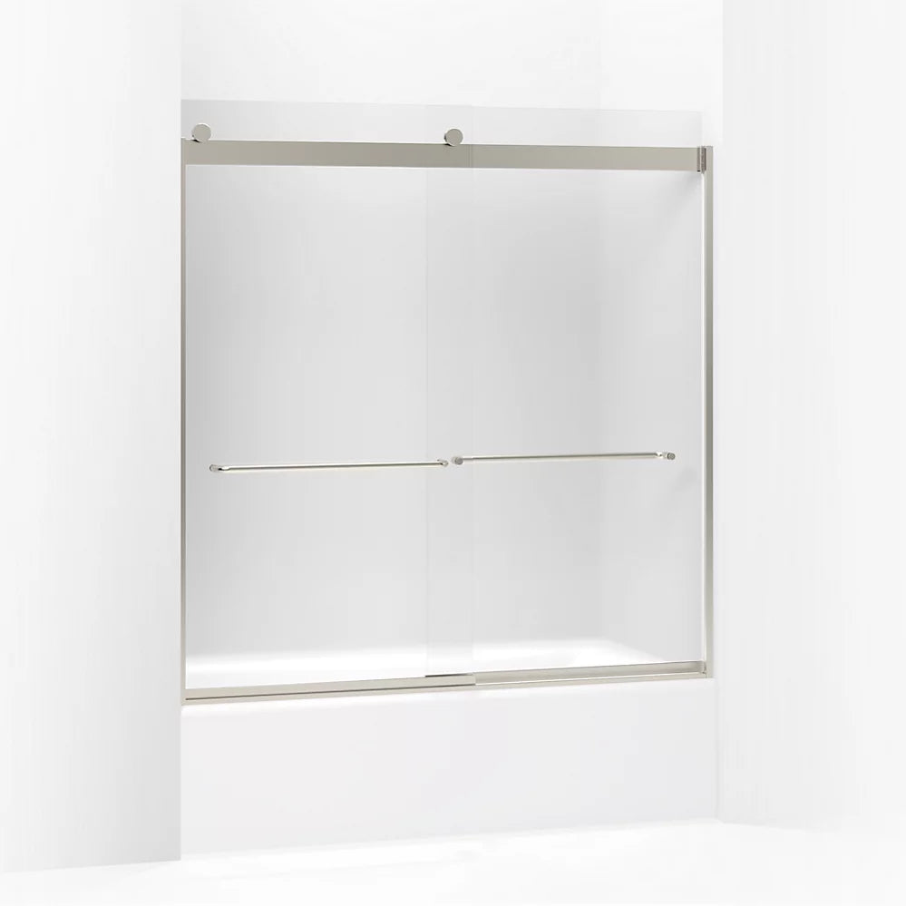 Kohler Sliding bath door, 62" H x 56-5/8 - 59-5/8" W, with 1/4" thick Frosted glass