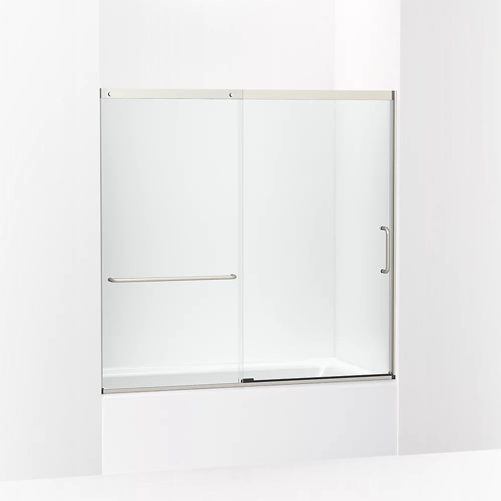 Kohler Sliding bath door, 56-3/4" H x 56-1/4 - 59-5/8" W with heavy 5/16" thick Crystal Clear glass
