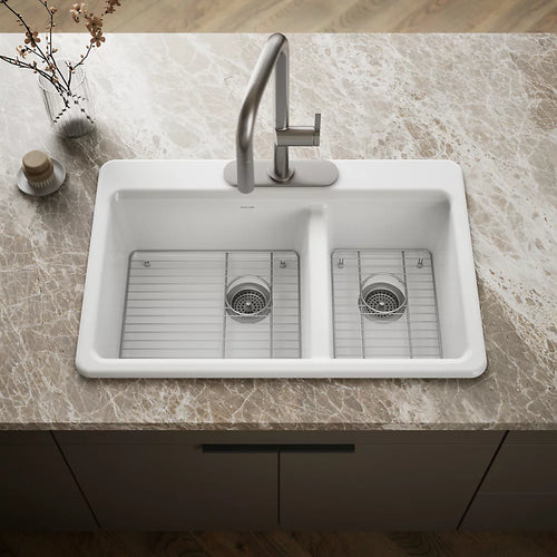 Kohler Riverby® 33" top-mount double-bowl kitchen sink