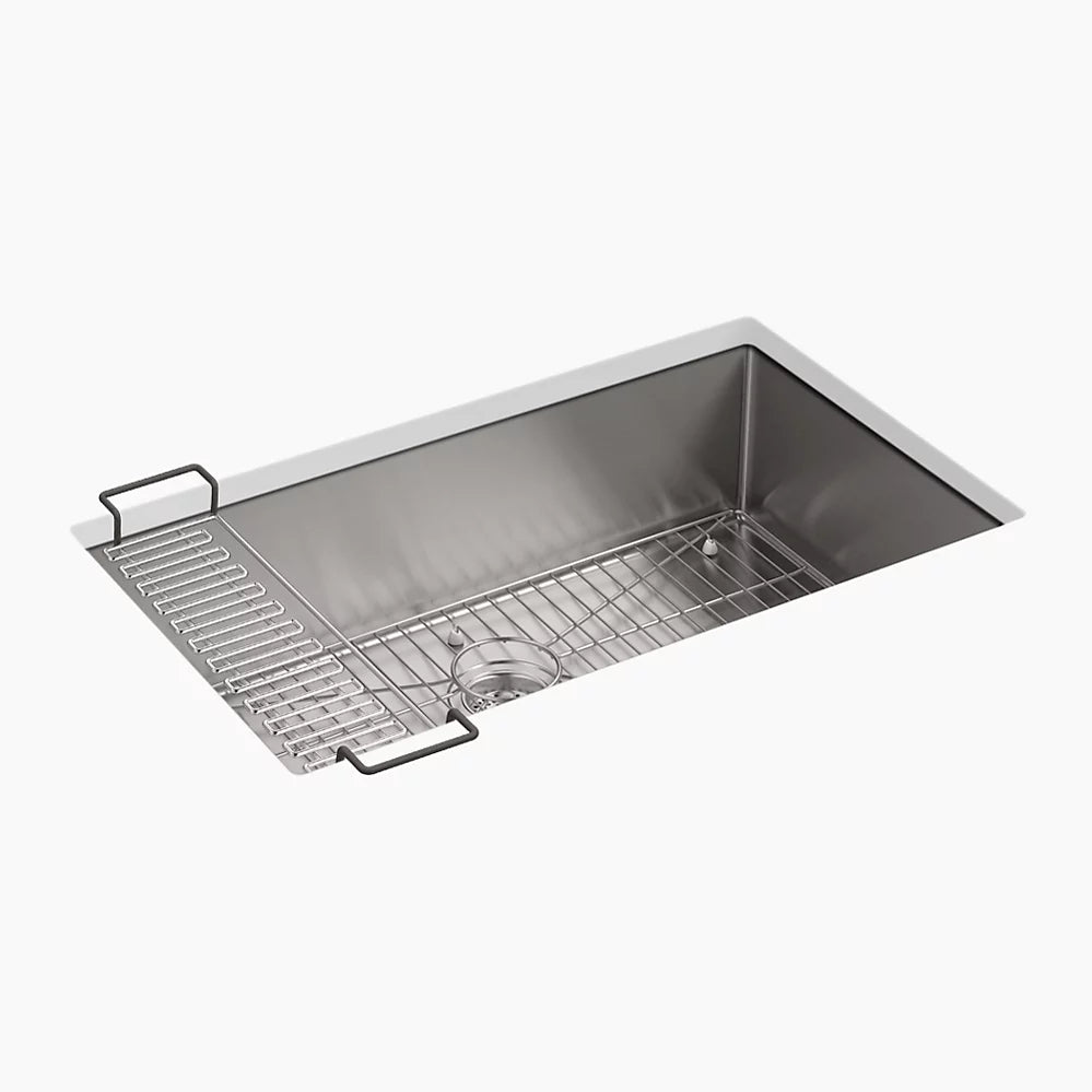 Kohler 32" undermount single-bowl kitchen sink with accessories
