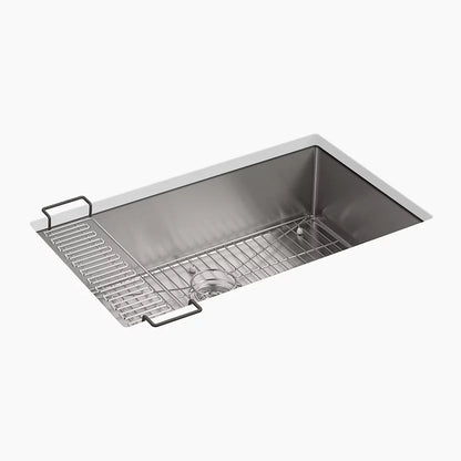 Kohler 32" undermount single-bowl kitchen sink with accessories