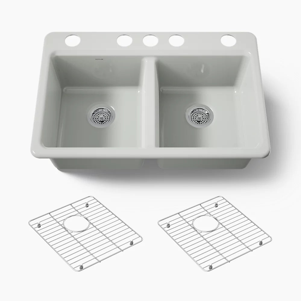 Kohler Riverby® 33" undermount double-bowl kitchen sink