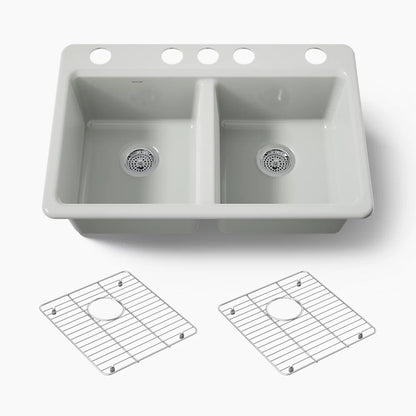 Kohler Riverby® 33" undermount double-bowl kitchen sink