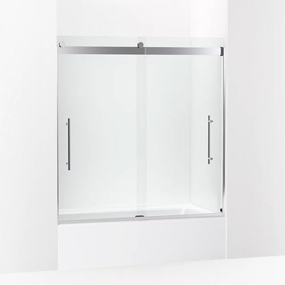 Kohler Frameless sliding bath door, 61-9/16" H x 56-5/8 - 59-5/8" W, with 3/8"-thick Crystal Clear glass