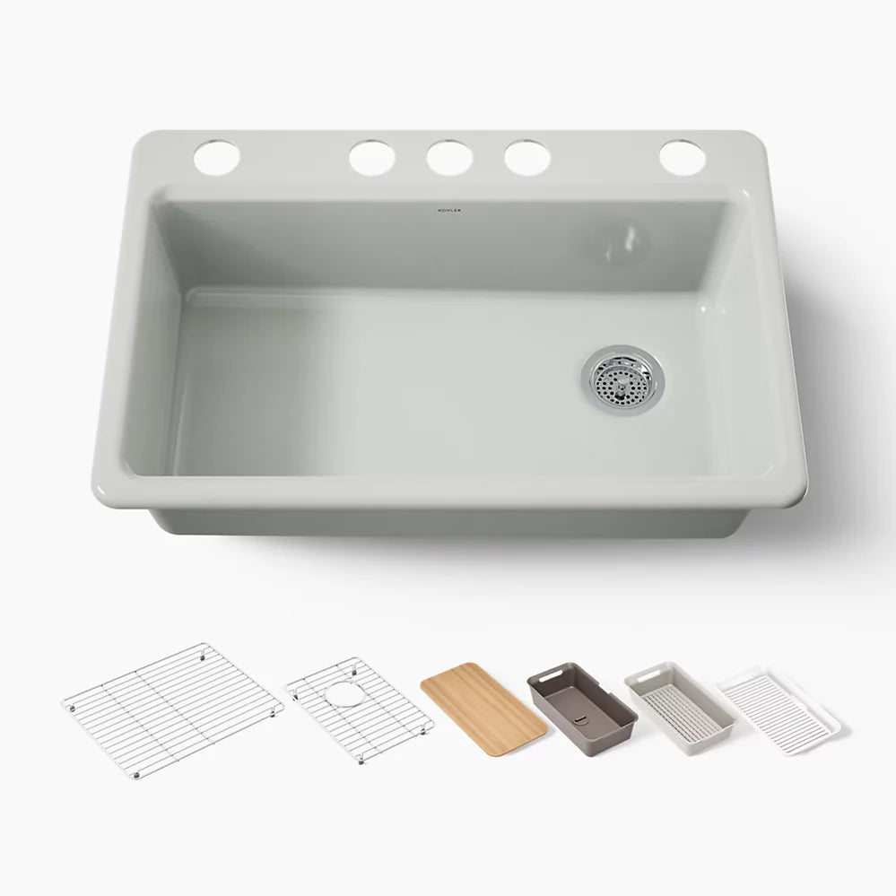 Kohler Riverby® 33" undermount single-bowl workstation kitchen sink