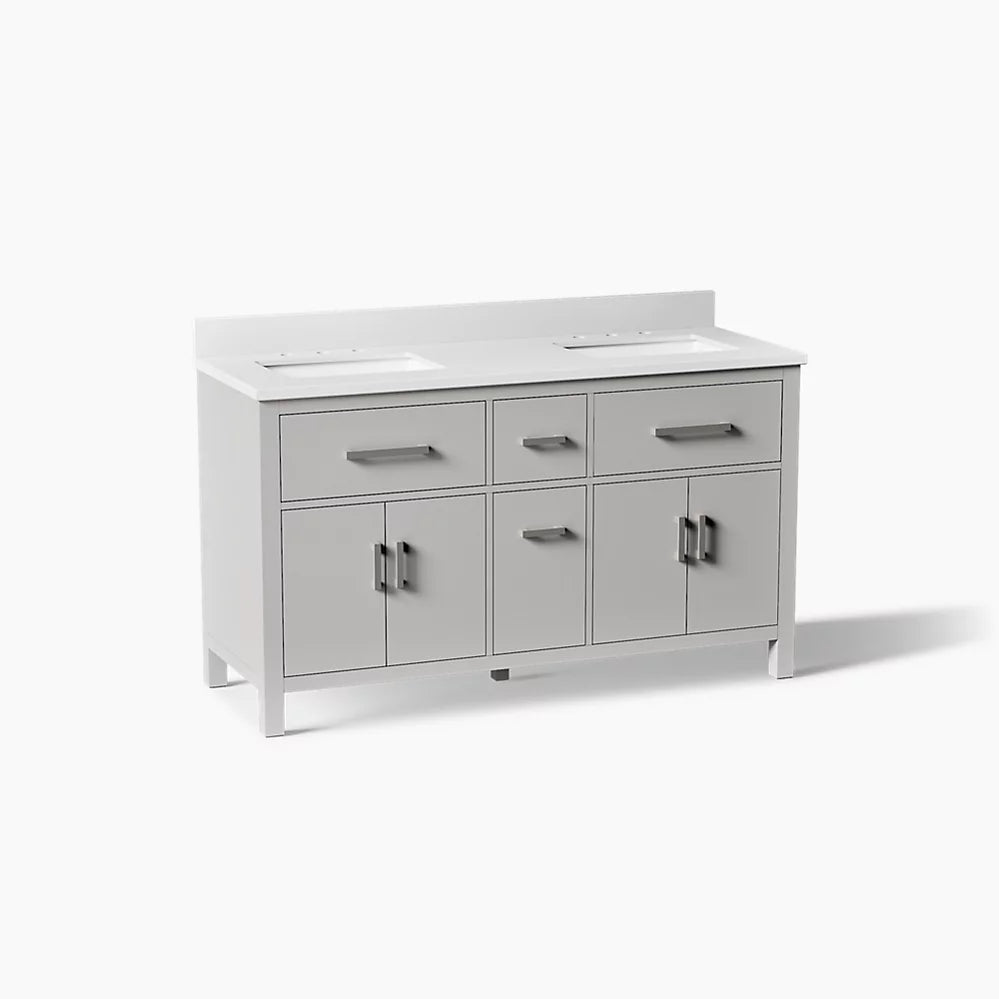 Kohler Kresla Cabinet With Sinks And Quartz Top 60-Inch Double-Sink Bathroom Vanity