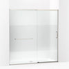 Kohler Sliding shower door, 75-1/2" H x 68-1/4 - 71-5/8" W, with heavy 5/16" thick Crystal Clear glass with privacy band
