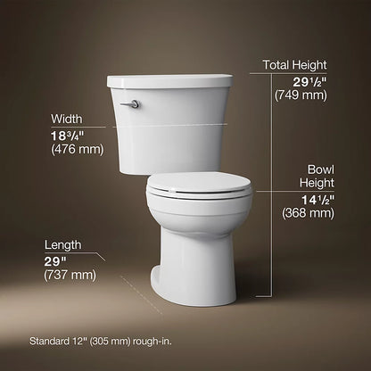 Kohler Two-piece round-front toilet, 1.28 gpf