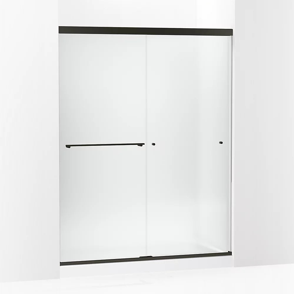 Kohler Sliding shower door, 76" H x 56-5/8 - 59-5/8" W, with 5/16" thick Frosted glass