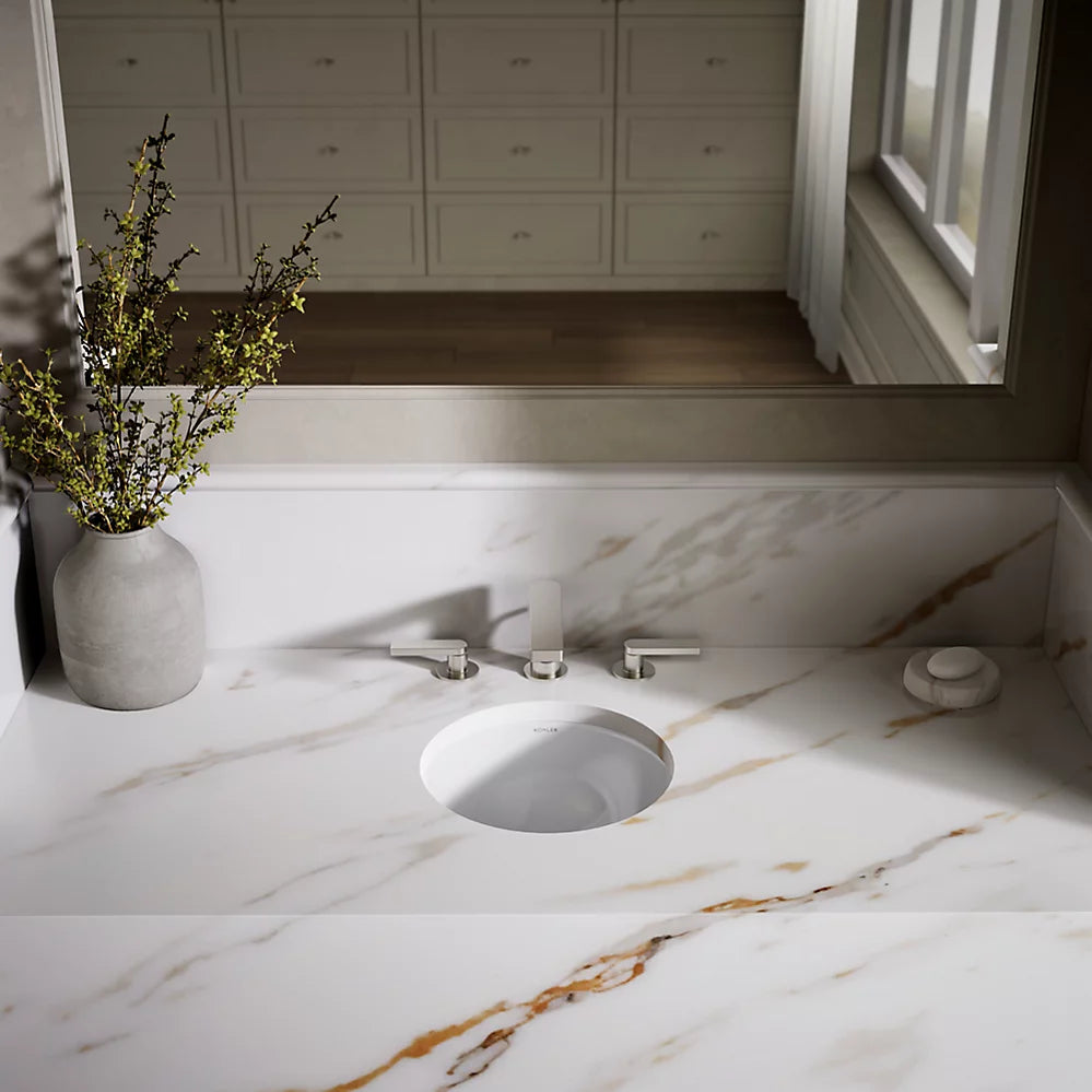 Kohler 13-1/4" round drop-in/undermount bathroom sink, no overflow