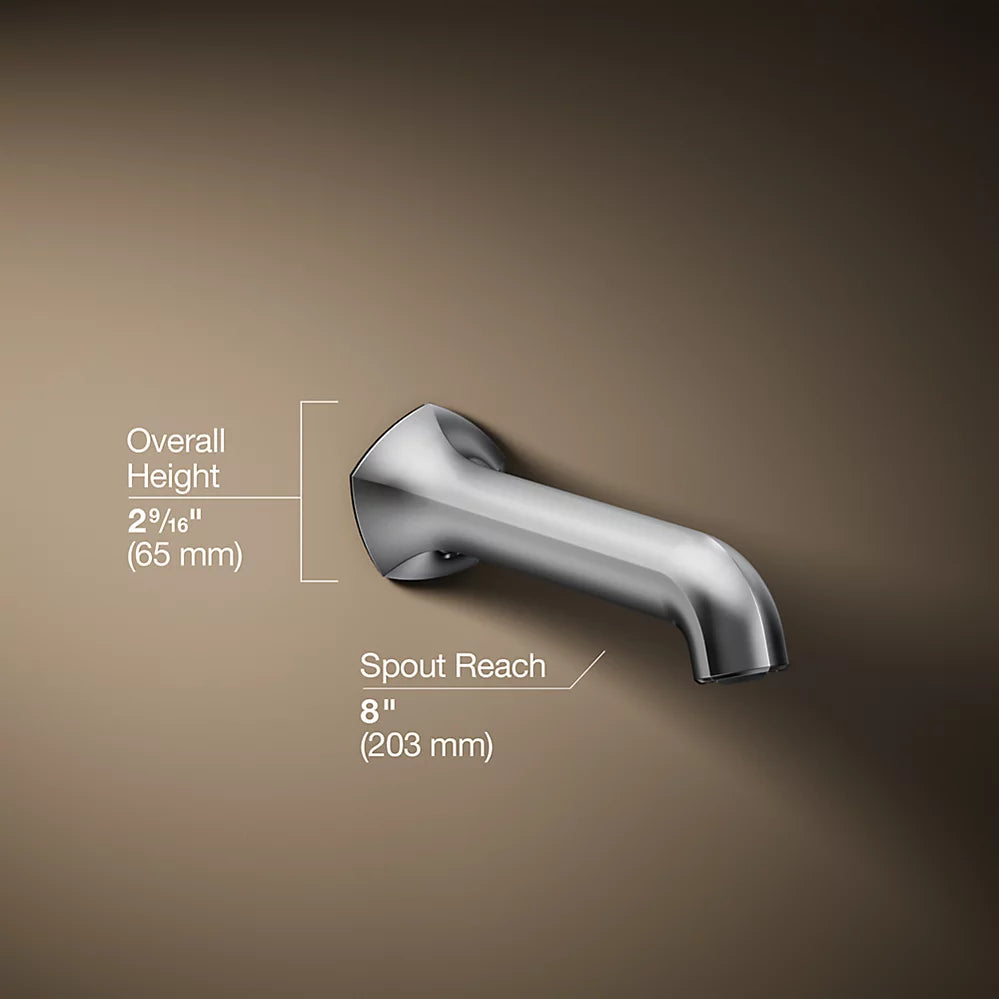 Kohler Wall-mount bath spout with Straight design, 8"