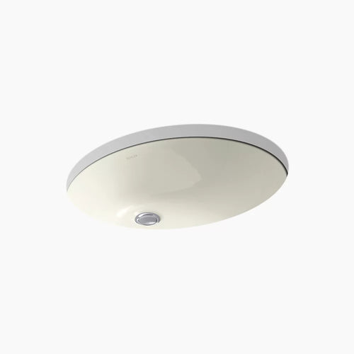 Kohler 21-1/4" oval undermount bathroom sink with glazed underside, no overflow