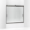 Kohler Sliding bath door, 59-3/4" H x 56-5/8 - 59-5/8" W, with 1/4" thick Crystal Clear glass