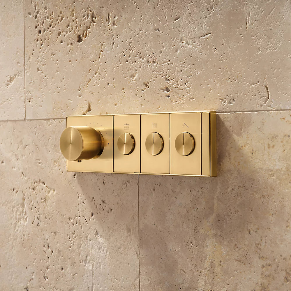 Kohler Three-outlet recessed mechanical thermostatic valve control