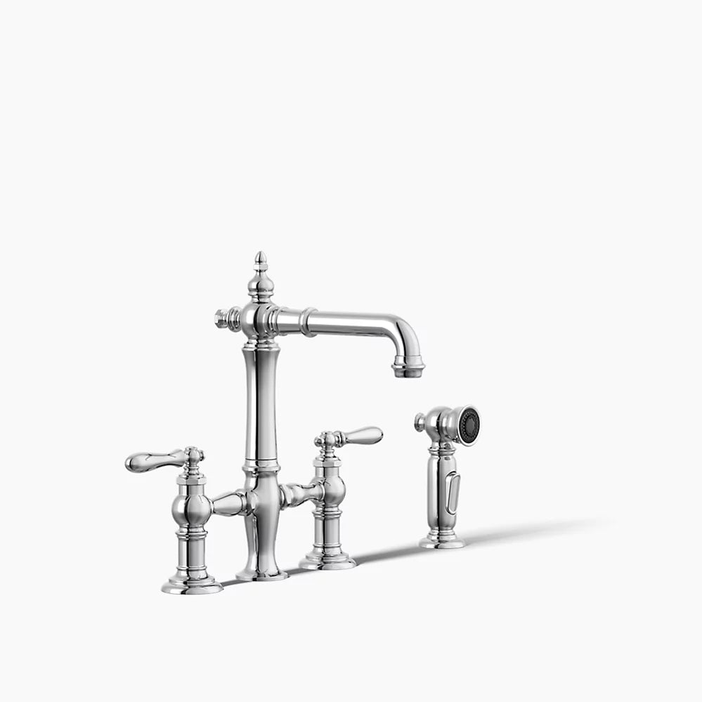 Kohler Two-hole bridge bar sink faucet with side sprayer