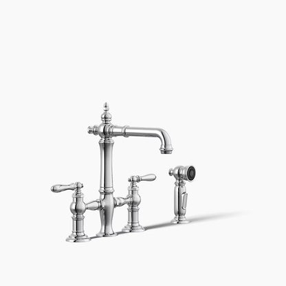 Kohler Two-hole bridge bar sink faucet with side sprayer