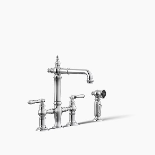Kohler Two-hole bridge bar sink faucet with side sprayer