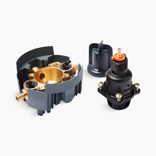 Kohler Pressure-balancing valve body and cartridge kit with service stops and PEX crimp connections