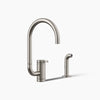Kohler Single-handle kitchen sink faucet with two-function extended-reach spout and side sprayer
