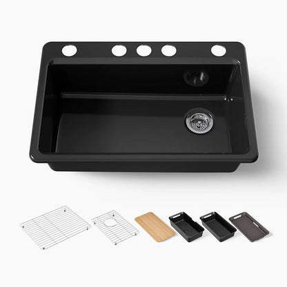 Kohler Riverby® 33" undermount single-bowl workstation kitchen sink