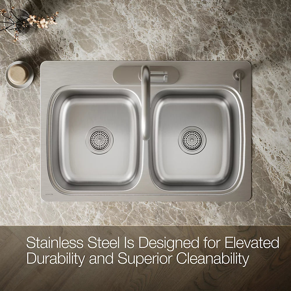 Kohler Verse™ 33" top-mount double-bowl kitchen sink