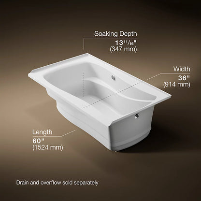 Kohler Mariposa Heated Bubblemassage Air Bath With Bask Heated Surface Right Drain 60 x 36-Inch Alcove Bathtub