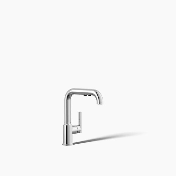 Kohler Purist Pull-out kitchen sink faucet with three-function sprayhead