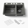 Kohler Riverby® 33" undermount double-bowl workstation kitchen sink