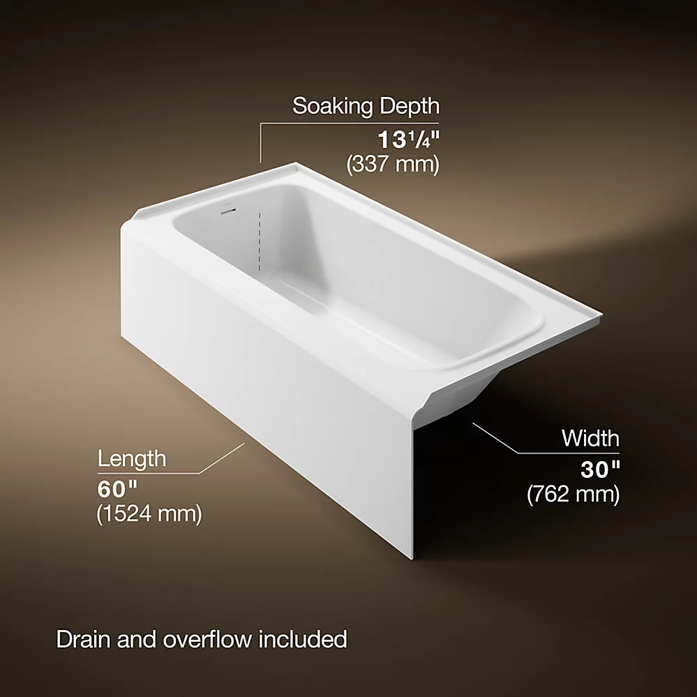 Kohler Avec 60" x 30" alcove bath, left drain