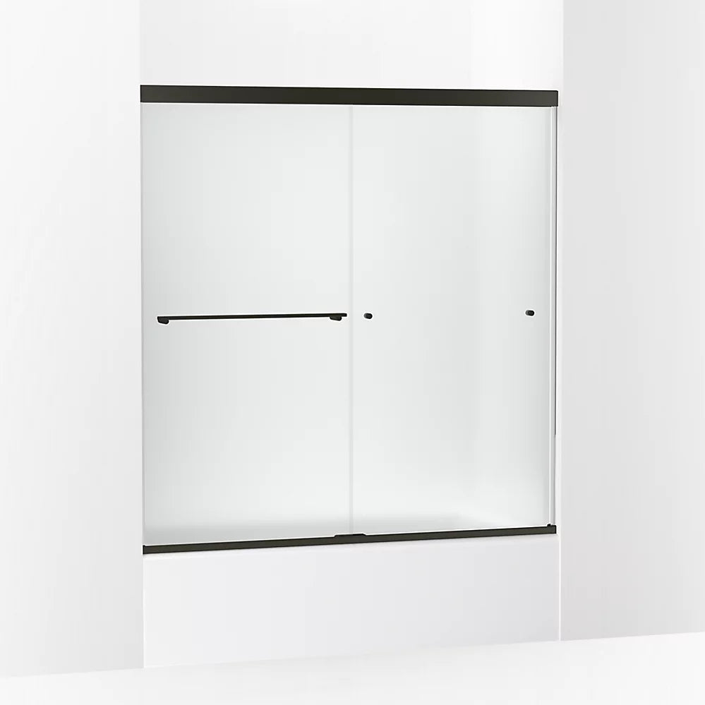 Kohler Sliding bath door, 62" H x 56-5/8 - 59-5/8" W, with 5/16" thick Frosted glass