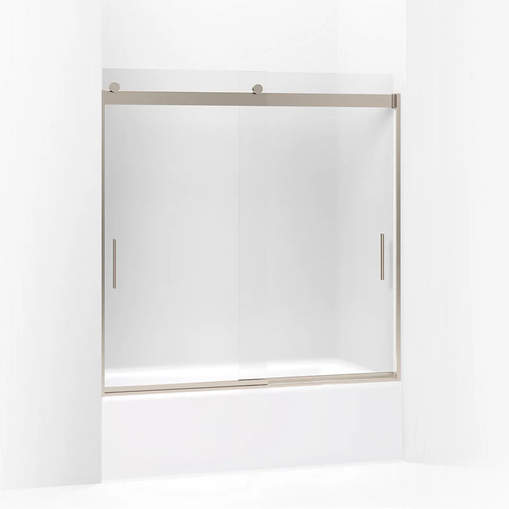 Kohler Sliding bath door, 59-3/4" H x 56-5/8 - 59-5/8" W, with 1/4" thick Frosted glass