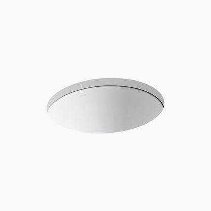 Kohler 19-1/4" oval undermount bathroom sink with glazed underside, no overflow
