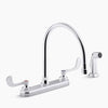 Kohler 1.5 gpm kitchen sink faucet with 9-5/16" gooseneck spout, matching finish sidespray, aerated flow and wristblade handles