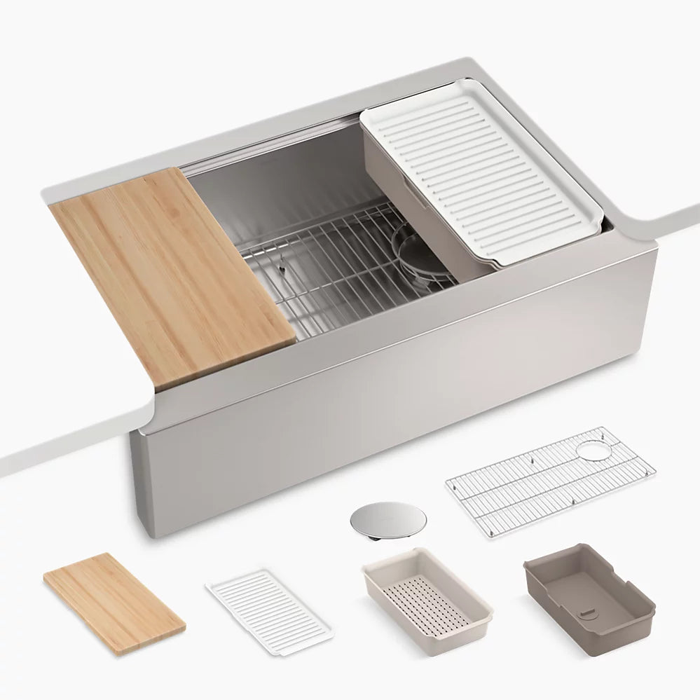 Kohler 32-1/2" undermount single-bowl farmhouse workstation kitchen sink