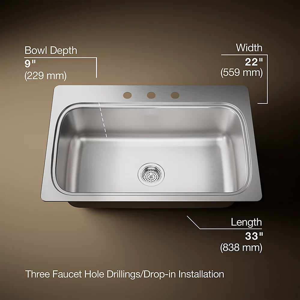Kohler Verse™ 33" top-mount single-bowl kitchen sink