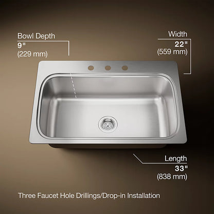 Kohler Verse™ 33" top-mount single-bowl kitchen sink