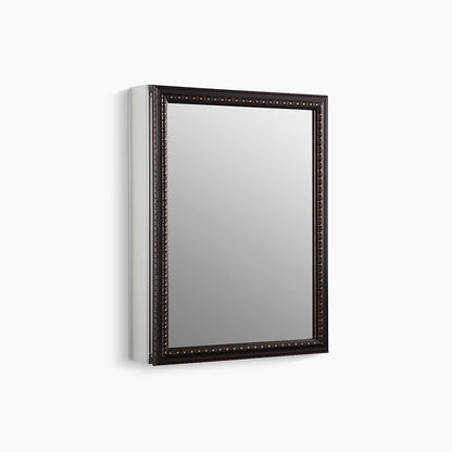 Kohler 20" W x 26" H aluminum single-door medicine cabinet with oil-rubbed bronze framed mirror door
