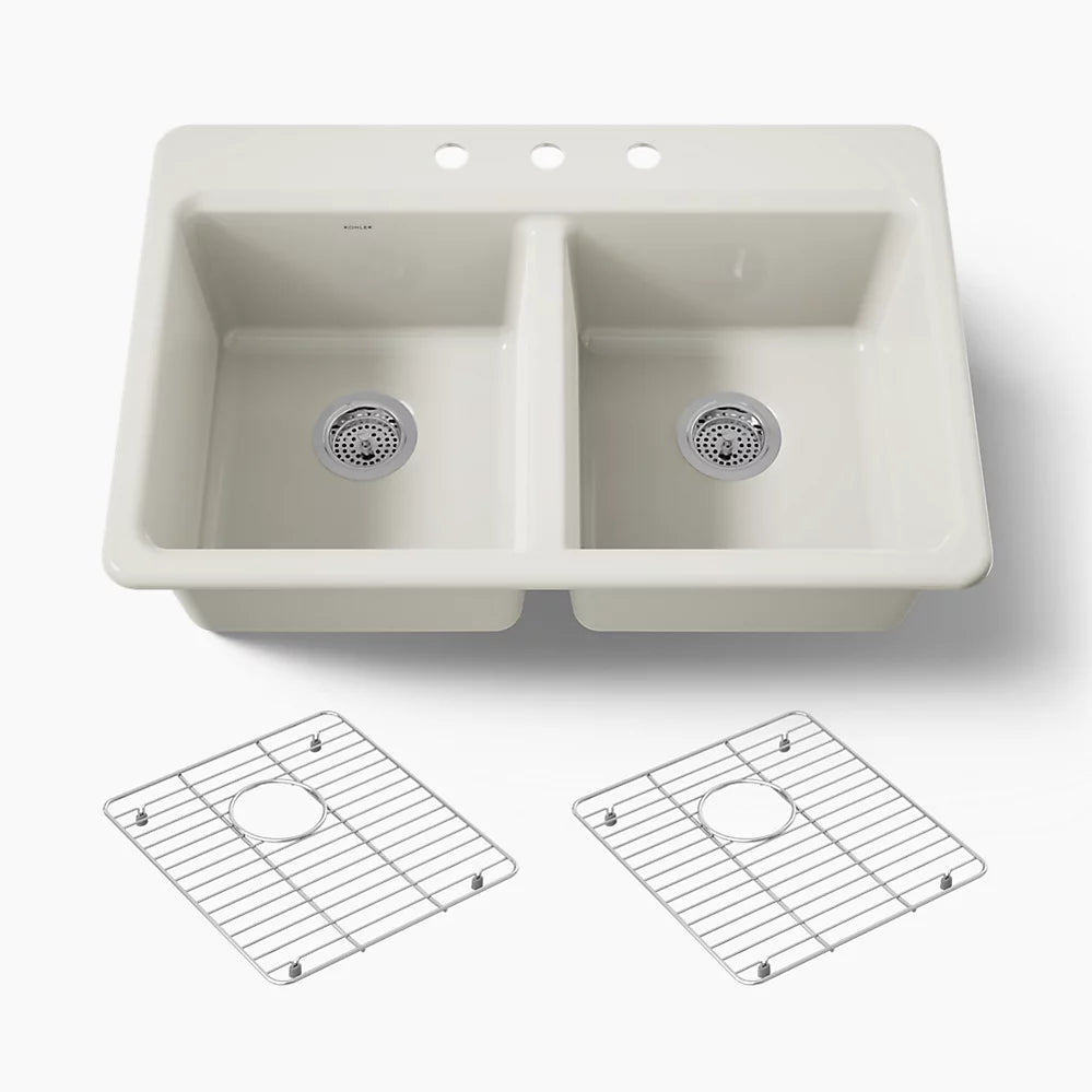 Kohler Riverby® 33" top-mount double-bowl kitchen sink
