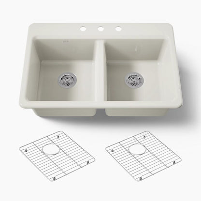 Kohler Riverby® 33" top-mount double-bowl kitchen sink