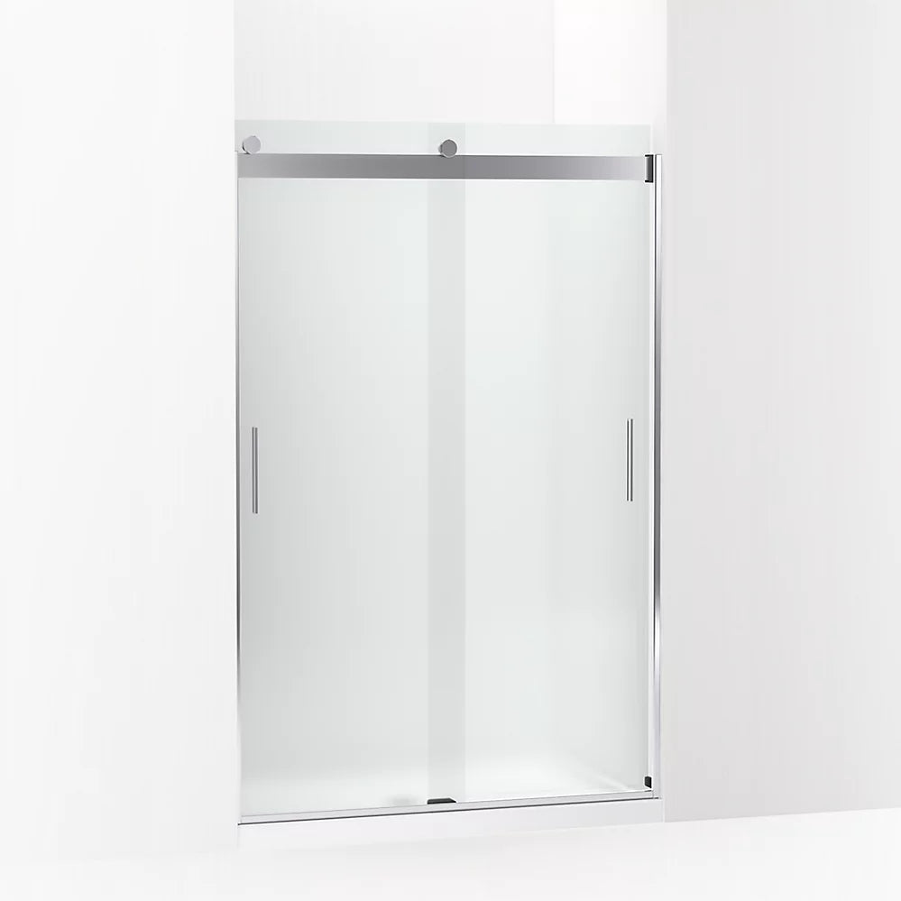 Kohler Sliding shower door, 74" H x 43-5/8 - 47-5/8" W, with 1/4" thick Frosted glass