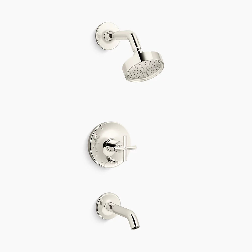 Kohler Rite-Temp® bath and shower trim kit with push-button diverter and cross handle, 1.75 gpm
