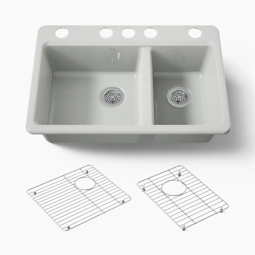 Kohler Riverby® 33" undermount double-bowl kitchen sink