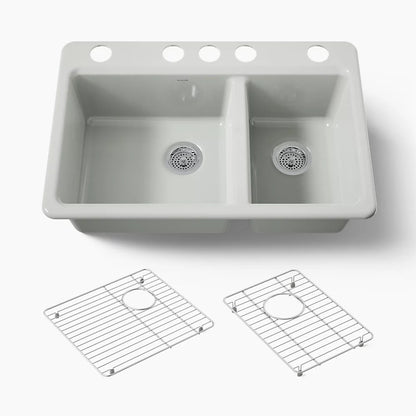 Kohler Riverby® 33" undermount double-bowl kitchen sink
