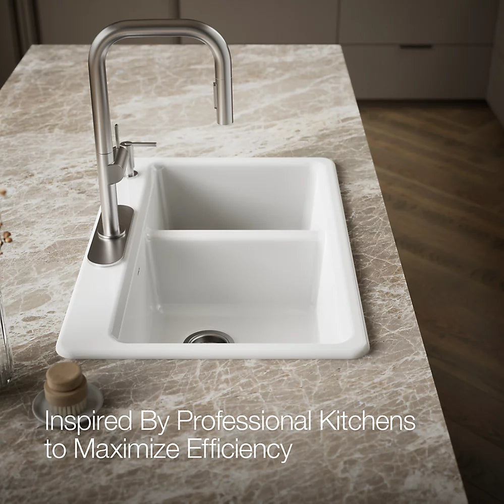 Kohler Riverby® 33" top-mount double-bowl kitchen sink