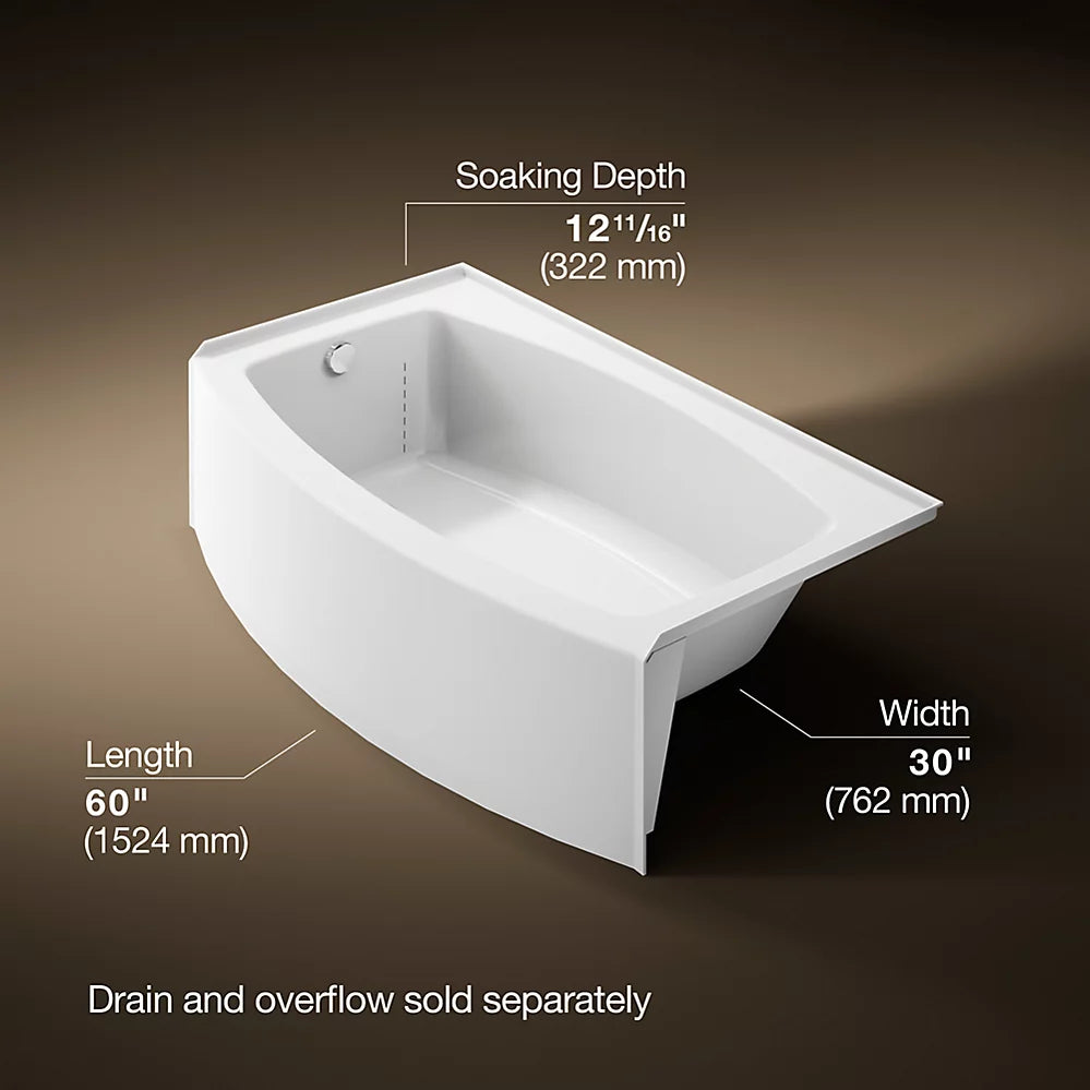 Kohler Expanse 60" x 30" Alcove bath, left drain