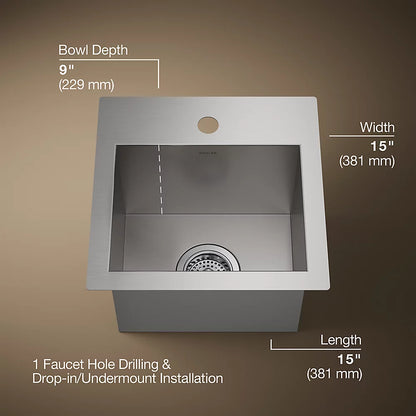 Kohler Vault™ 15" top-/undermount bar sink