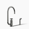 Kohler Billet® Single-handle bar sink faucet with two-function extended-reach spout and side sprayer